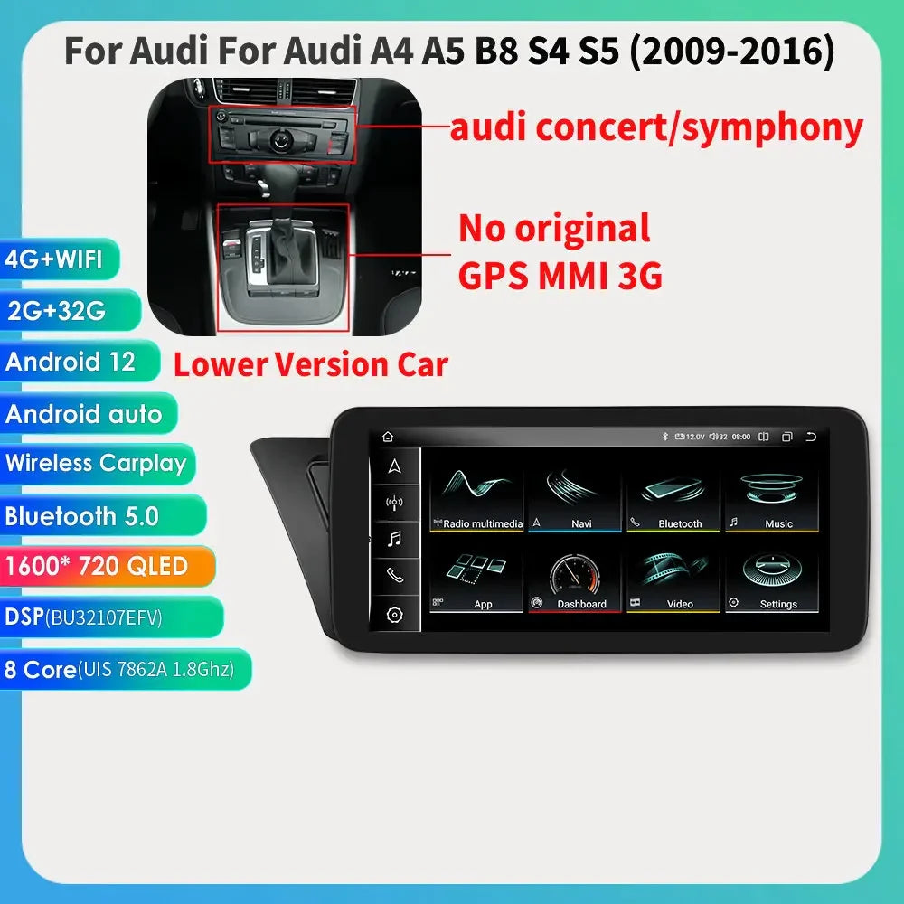 Android 13 Autoradio Carplay do Audi A4 A5 S4 S5