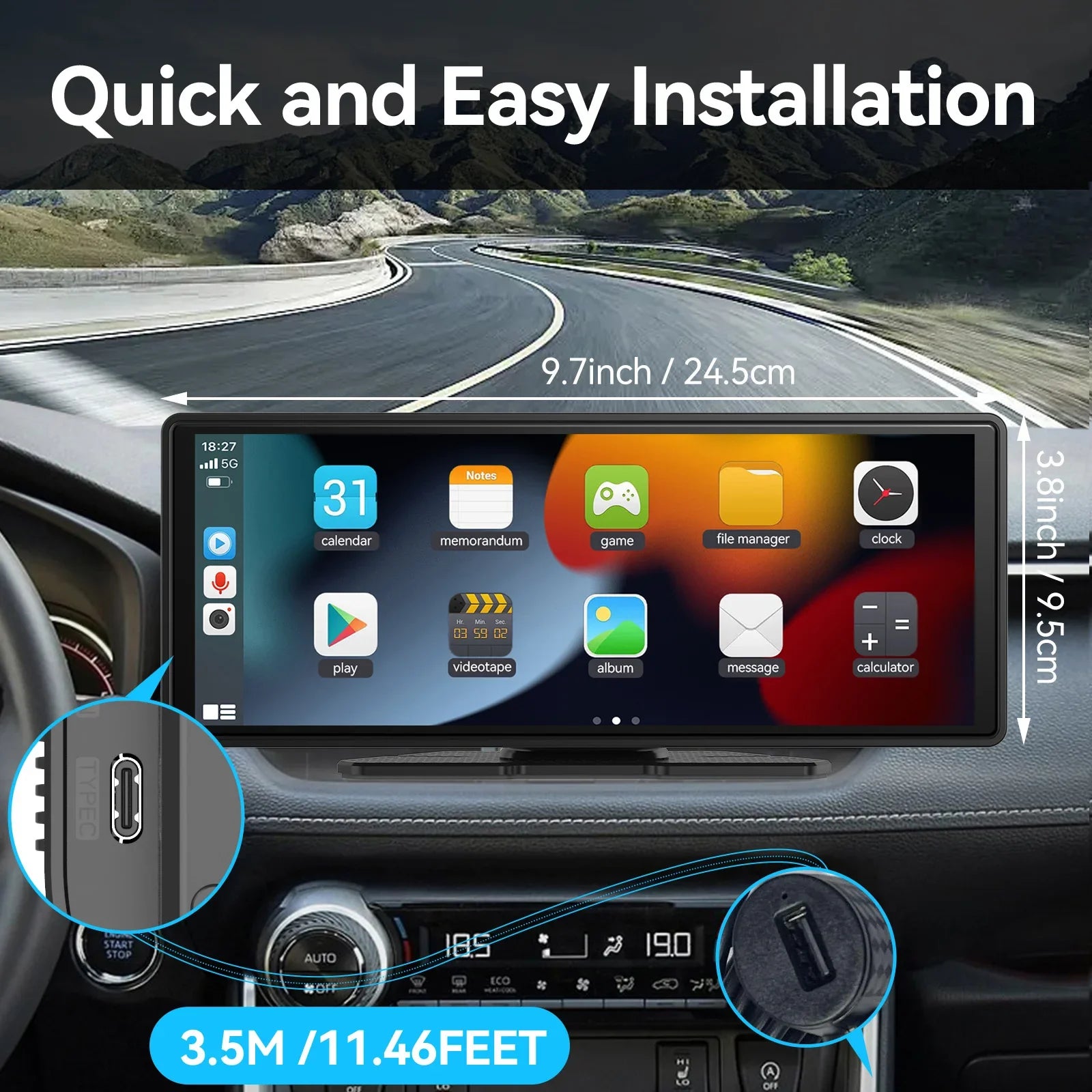 Uniwersalny ekran z Wireless Carplay do samochodu z dotykowym ekranem