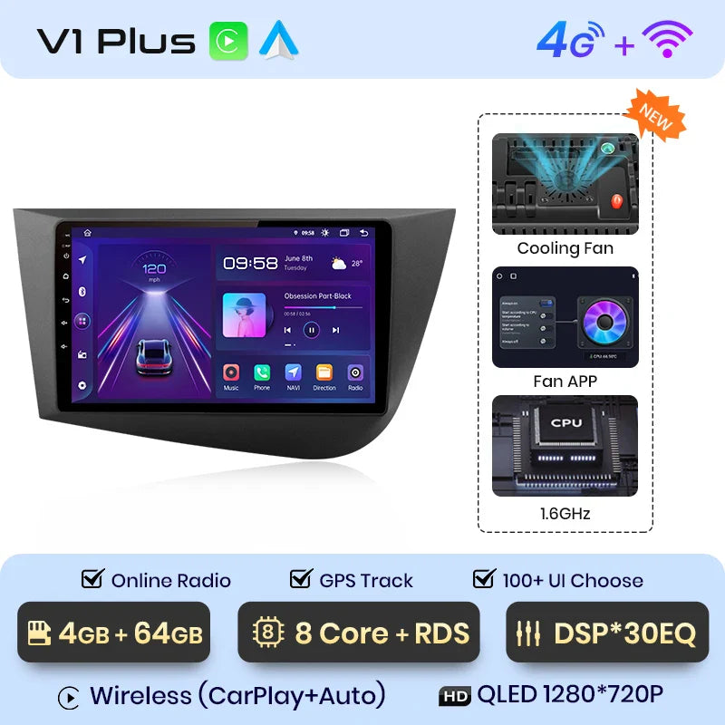 Junsun Wireless CarPlay Android Auto do Seat Leon MK2 2005-2012