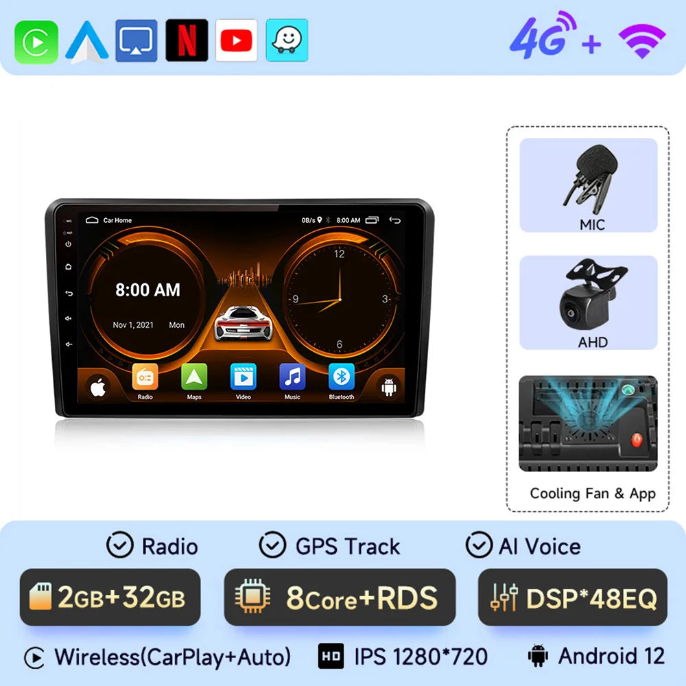 JIUYIN Wireless CarPlay Android Auto do Audi A3 8P 2003-2013
