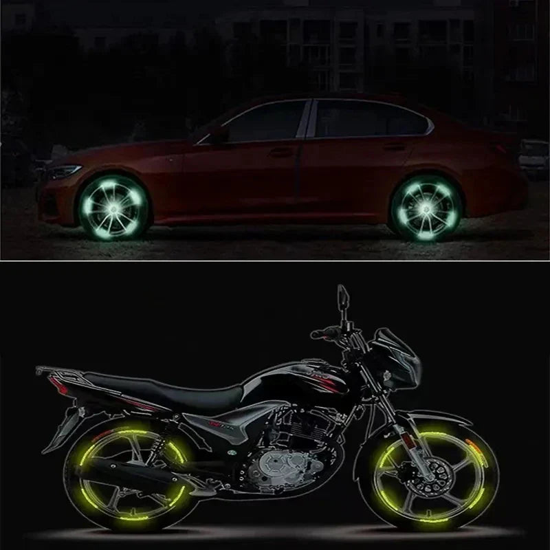 20x Uniwersalne naklejki odblaskowe na felgi – bezpieczeństwo nocą