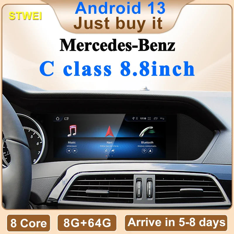 8.8-calowy Android AUTO multimedia do Mercedes-Benz C-Class W204 S204