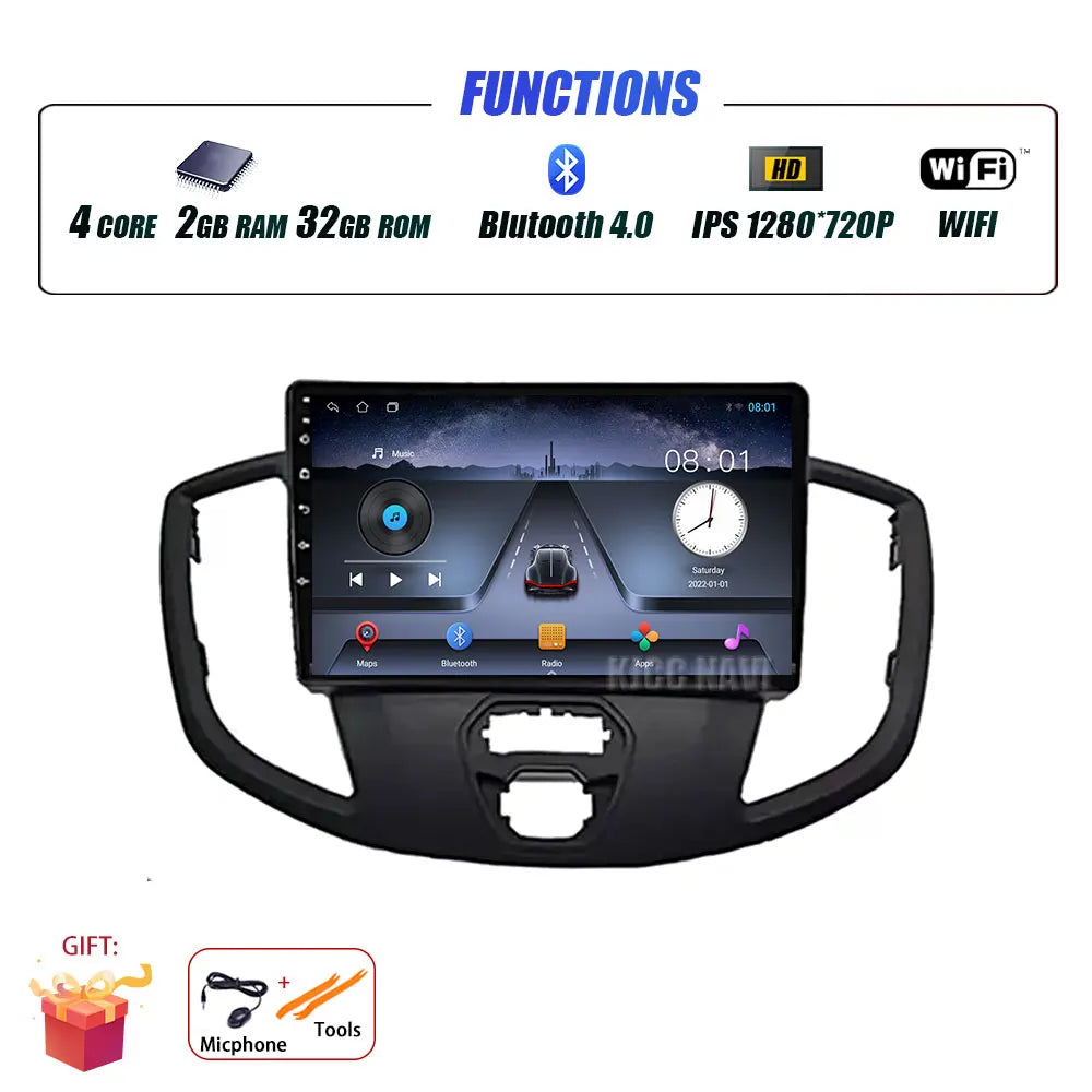 Radio Android 14 Carplay do Ford Transit 2015-2018