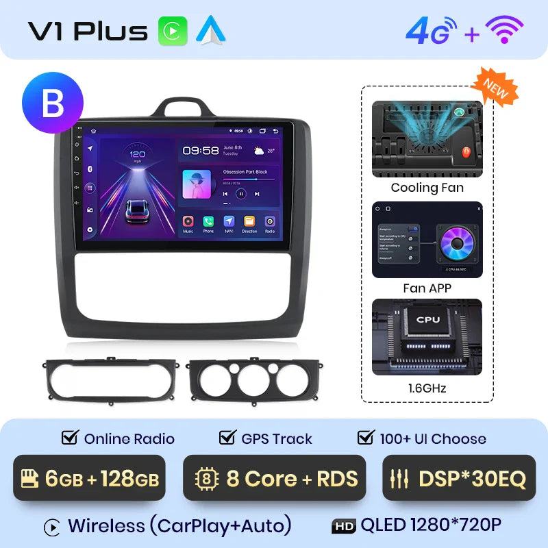 Junsun CarPlay Android Auto do Ford Focus 2 3 Mk2 Mk3 2004-2011