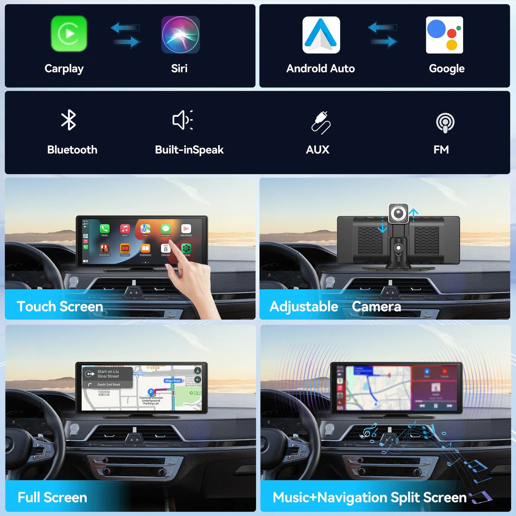 Uniwersalny ekran z Wireless Carplay do samochodu z dotykowym ekranem