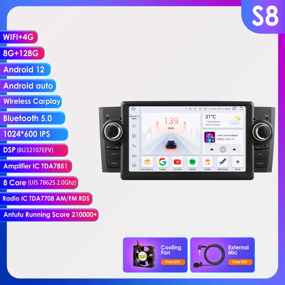 Hizpo Octa Core 7862 radio samochodowe do FIAT Grande Punto 2007-2012