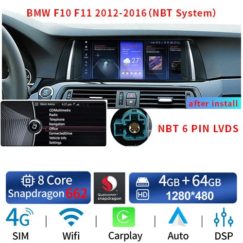 COIKA 10.25'' Wireless Carplay do BMW F10 F11 2011-2016