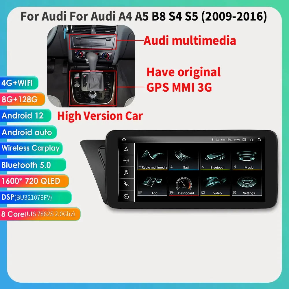 Android 13 Autoradio Carplay do Audi A4 A5 S4 S5