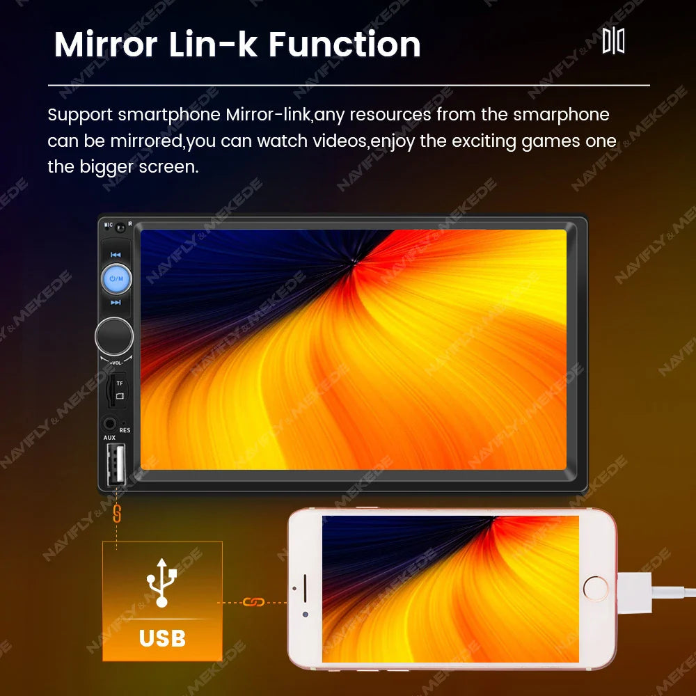 7-calowy radio samochodowe z dotykowym ekranem HD