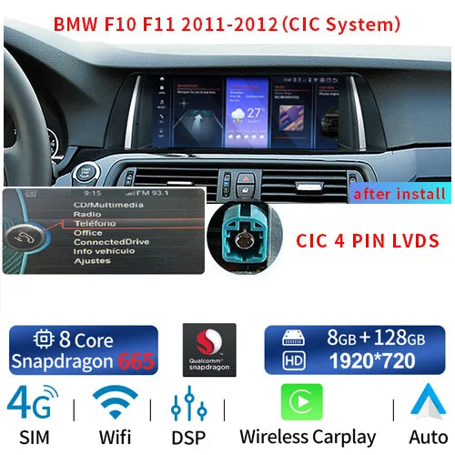 COIKA 10.25'' Wireless Carplay do BMW F10 F11 2011-2016